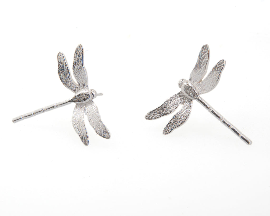 Silver dragonfly stud earrings