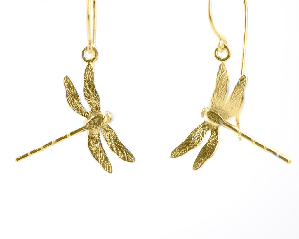 gold dragonfly hook earrings
