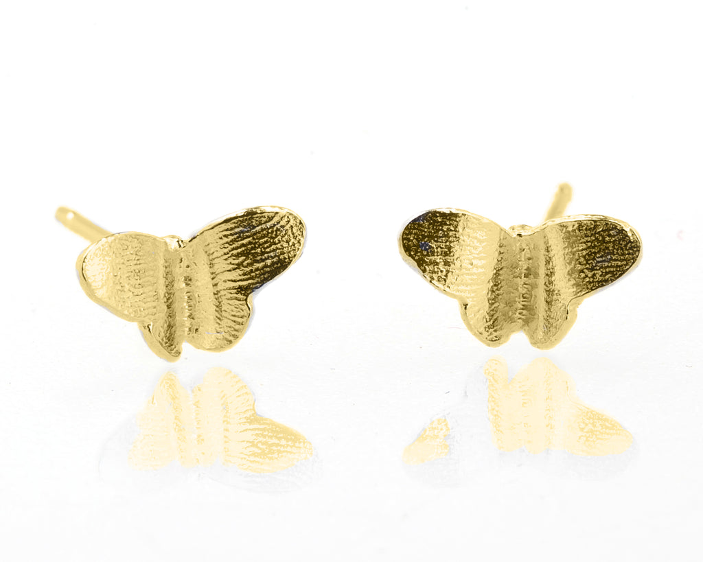 Tiny gold butterfly stud earrings