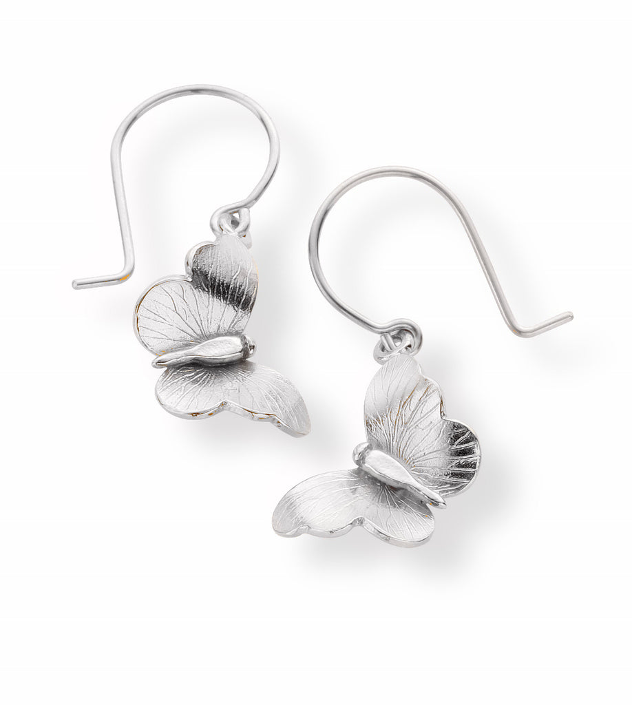 silver butterfly hook earrings