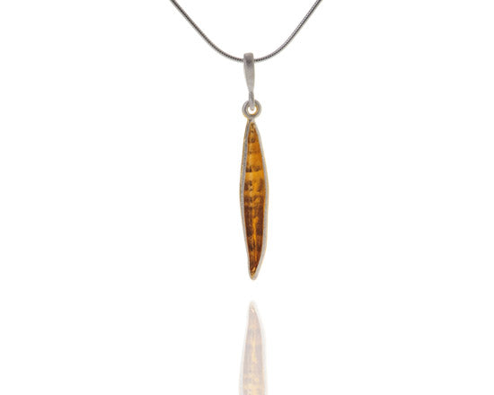 necklace with silver and gold hanging leaf
