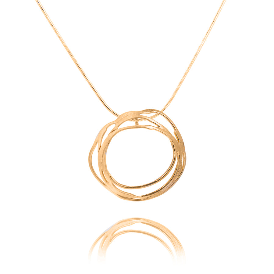 Gold circular swirl necklace
