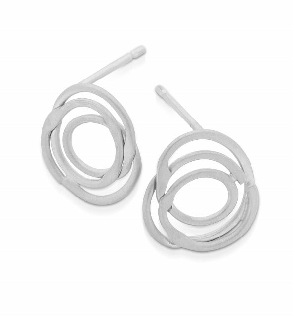 18ct white gold swirly wire stud earrings