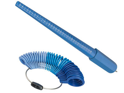 Blue plastic ring gauge and blue plastic ring stick