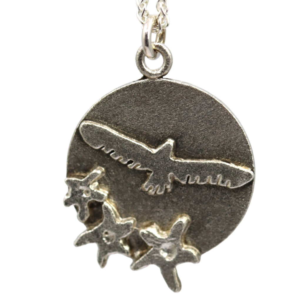 Large Eagle and Lily Silver Necklace