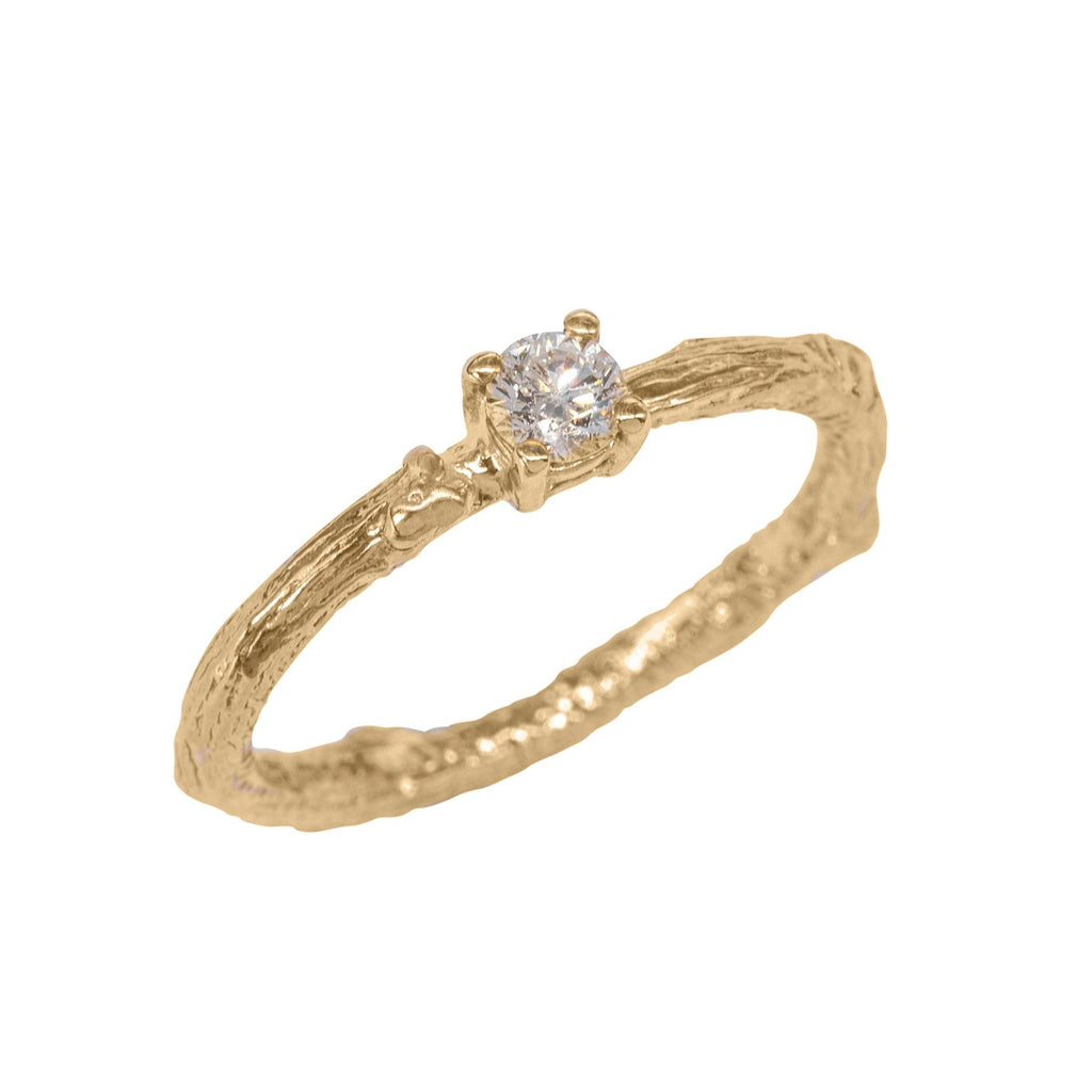 18ct twig ring with diamond