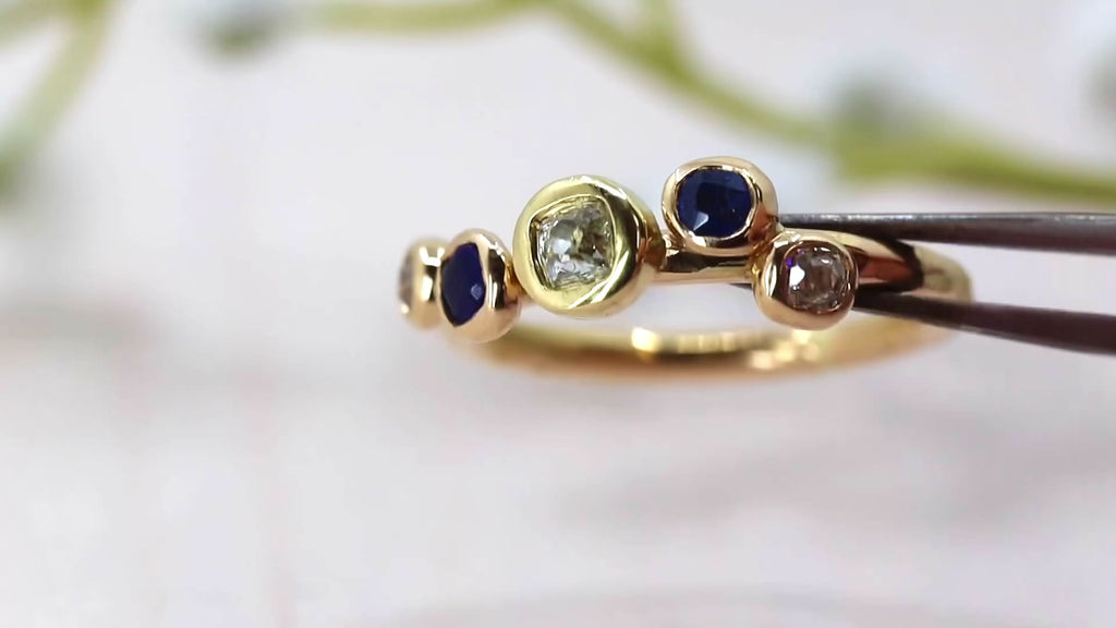 Video of Recycled gold, sapphire and diamond ring