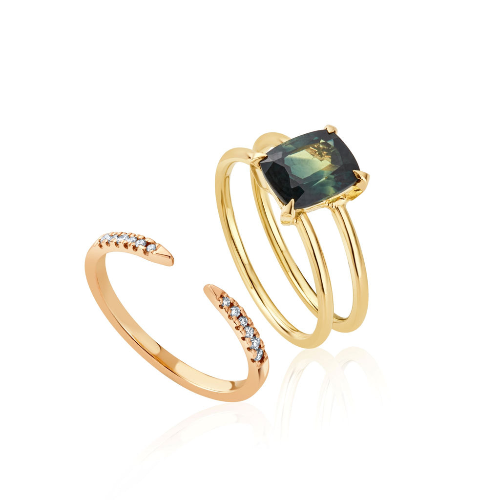 Amazing Green Sapphire Recycled Gold Ring Commission