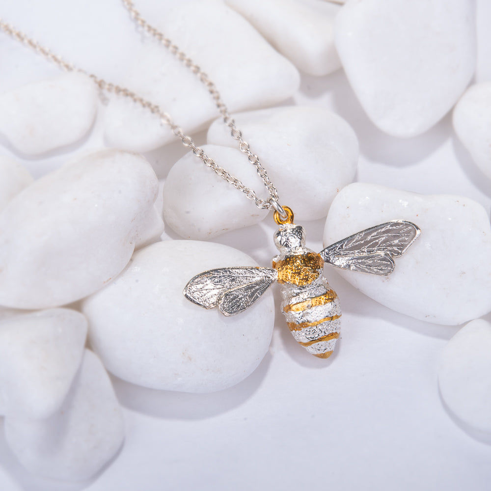stripey large bee necklace