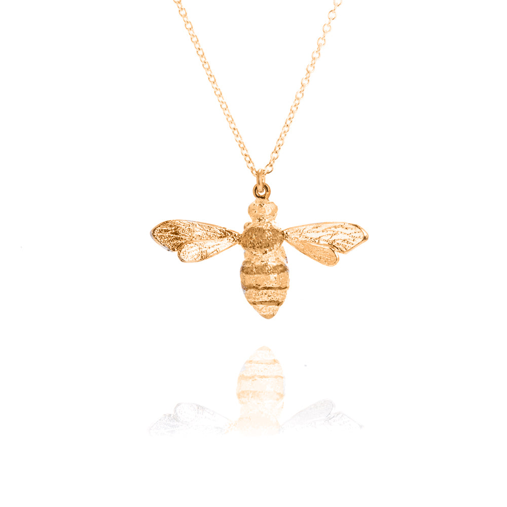 gold manchester worker bee necklace