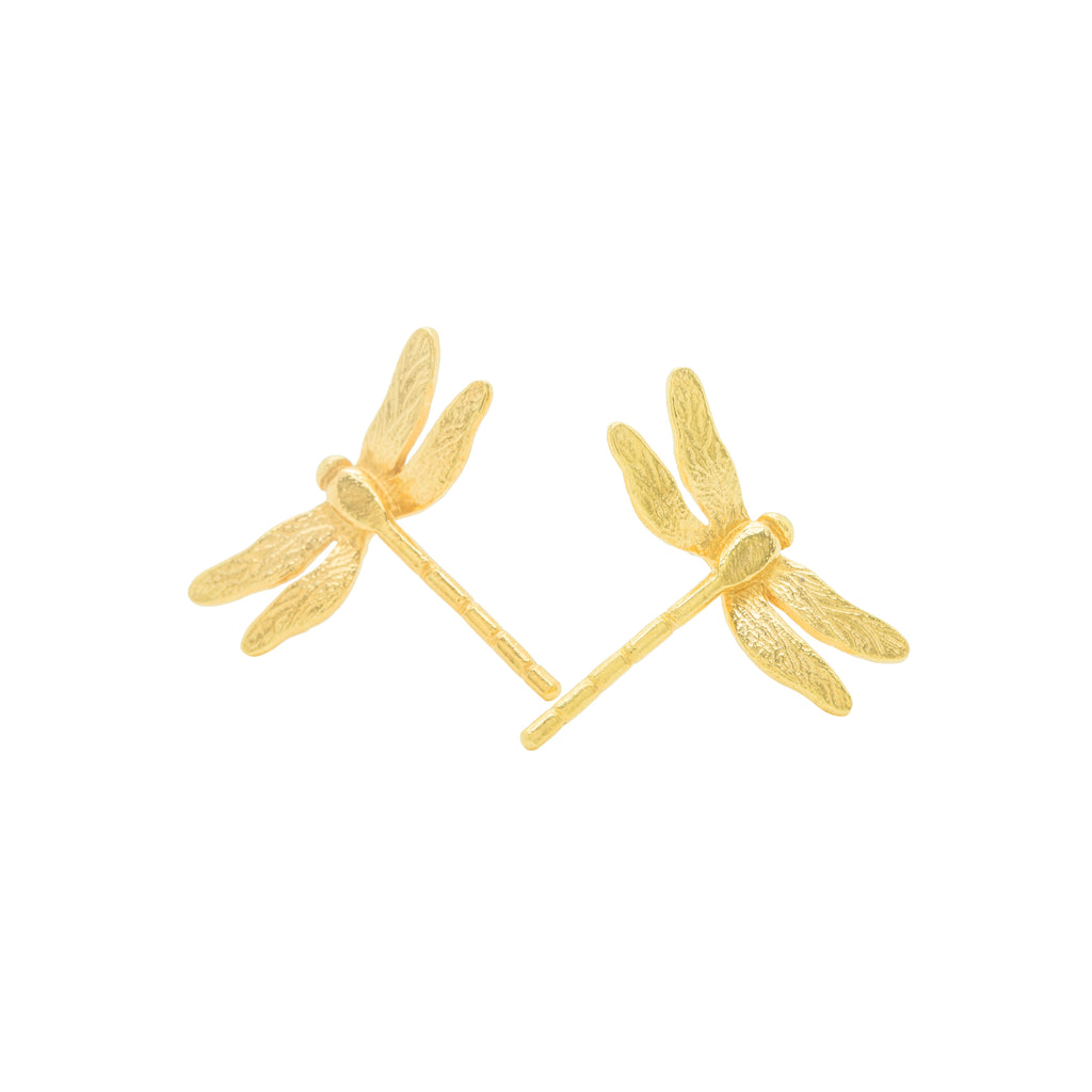 Gold dragonfly stud earrings