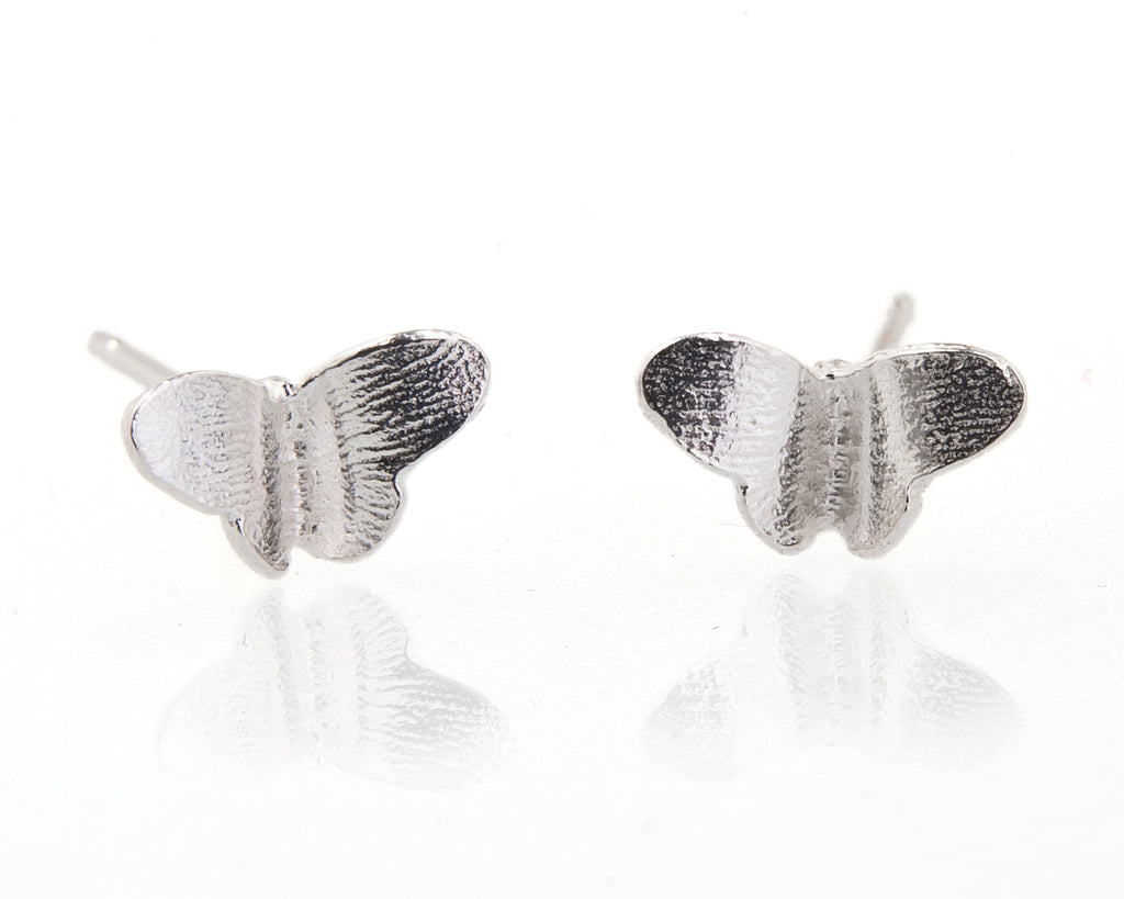 Tiny silver butterfly stud earrings