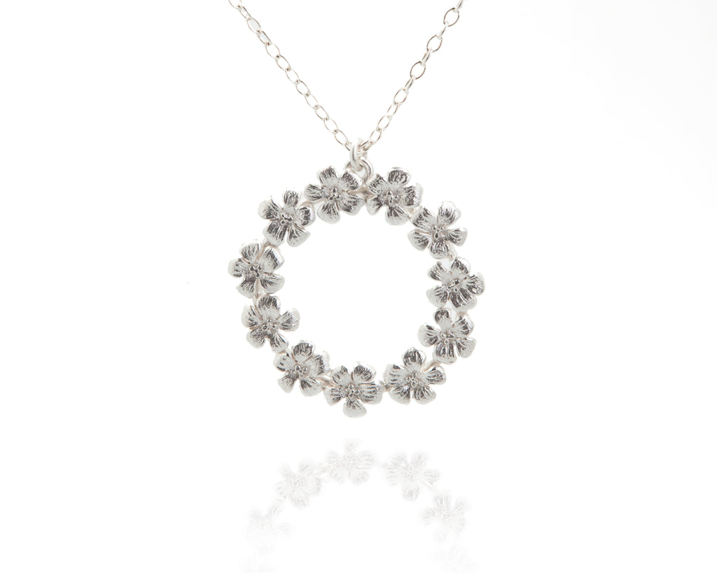silver flower wreath necklace