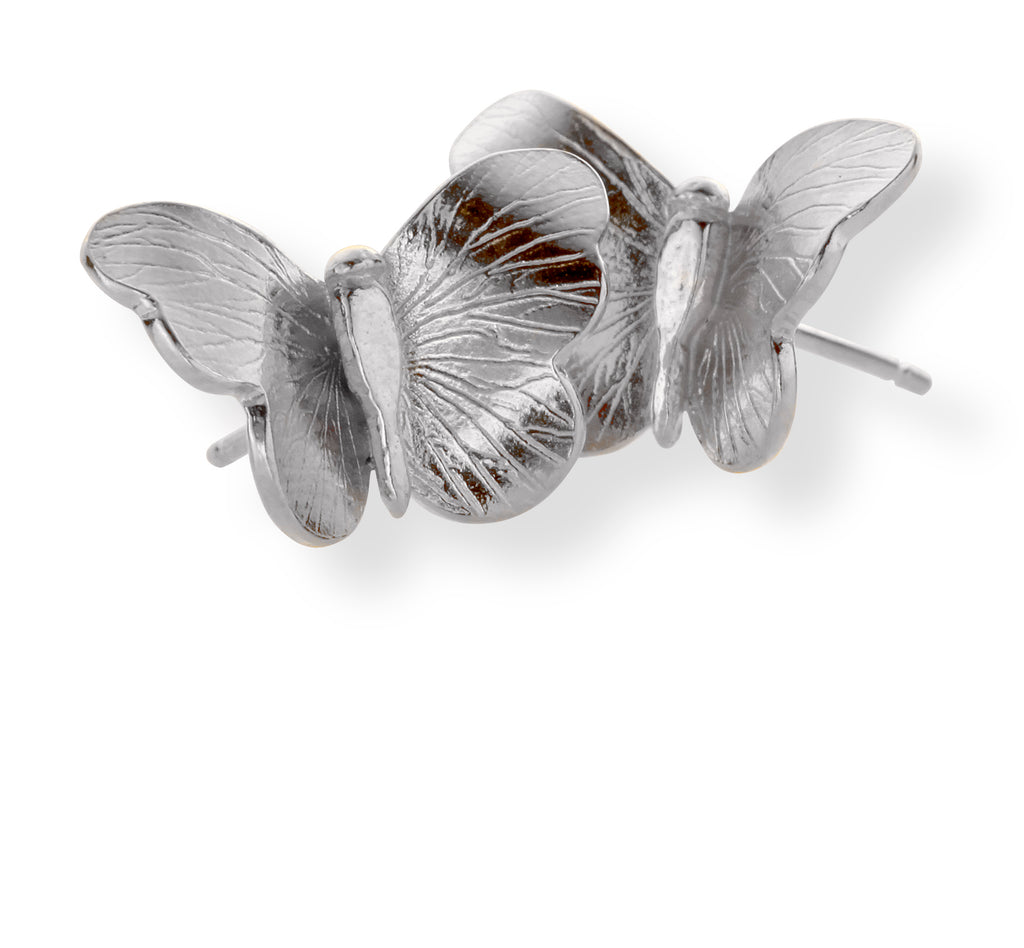 silver butterfly stud earrings