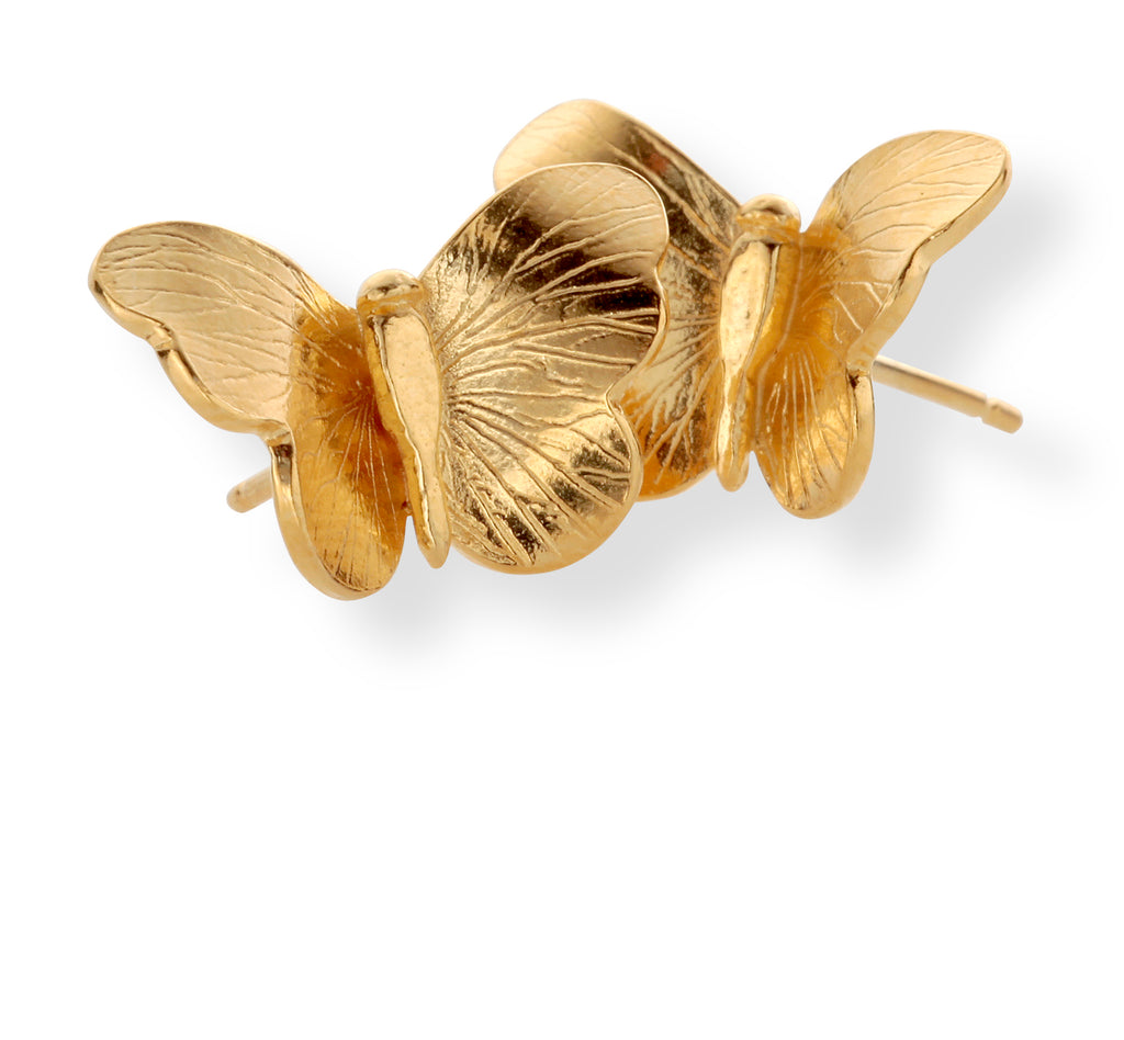 gold butterfly stud earrings