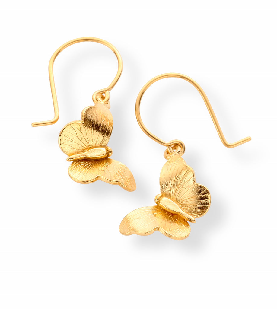 gold butterfly hook earrings