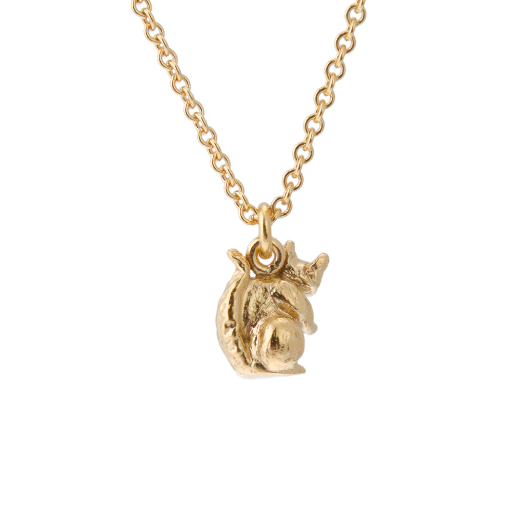 gold squirrel necklace from back