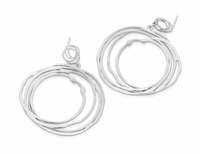 large silver circle statement drop earrings