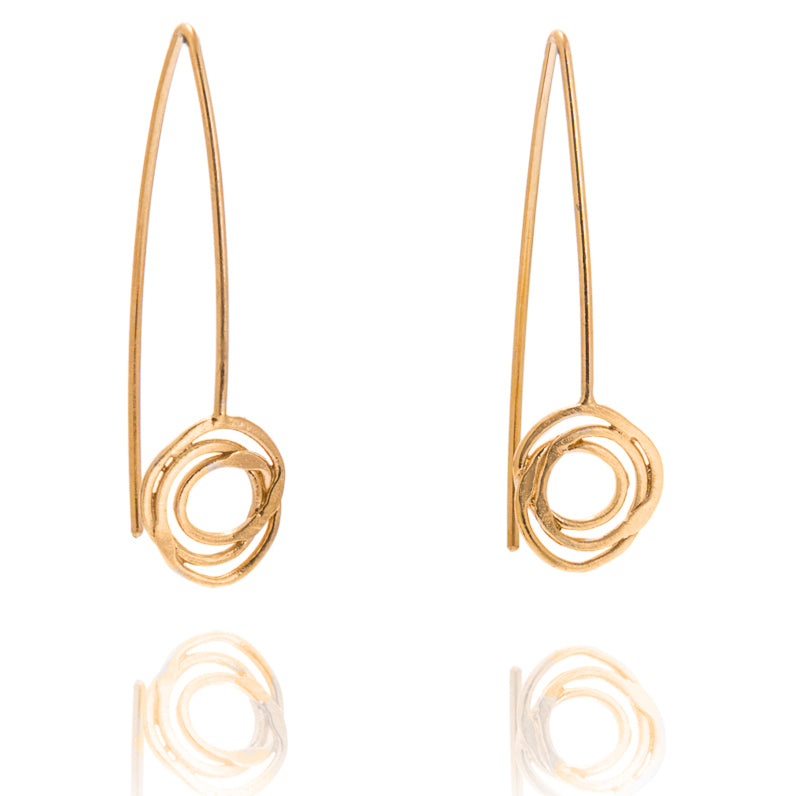 swirly hook earrings coated in gold-plate