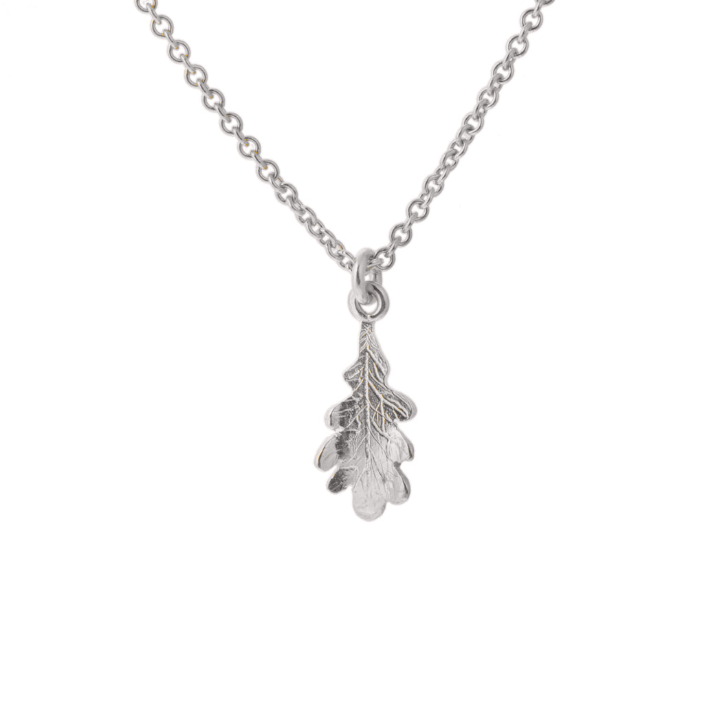 Silver necklace with tiny oak leaf pendant