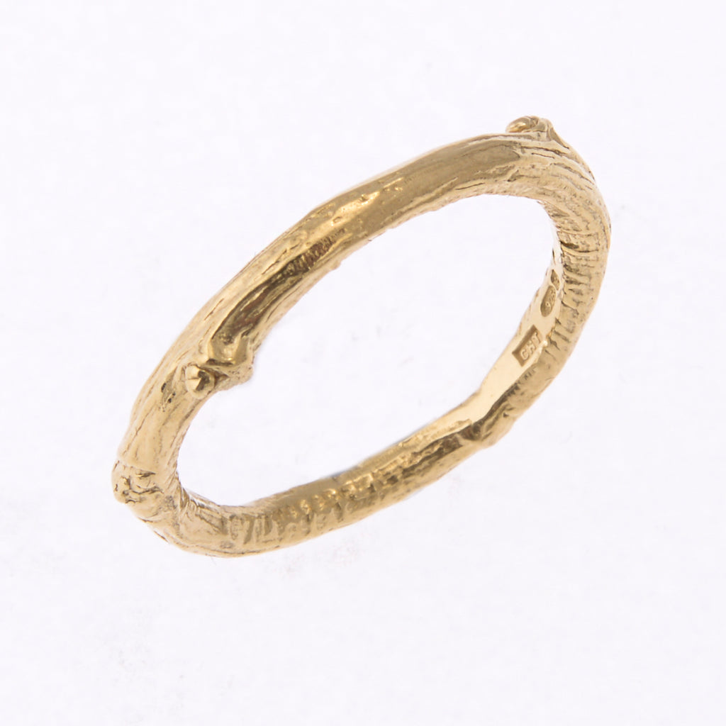 Gold-plated Hawthorn twig stacking ring