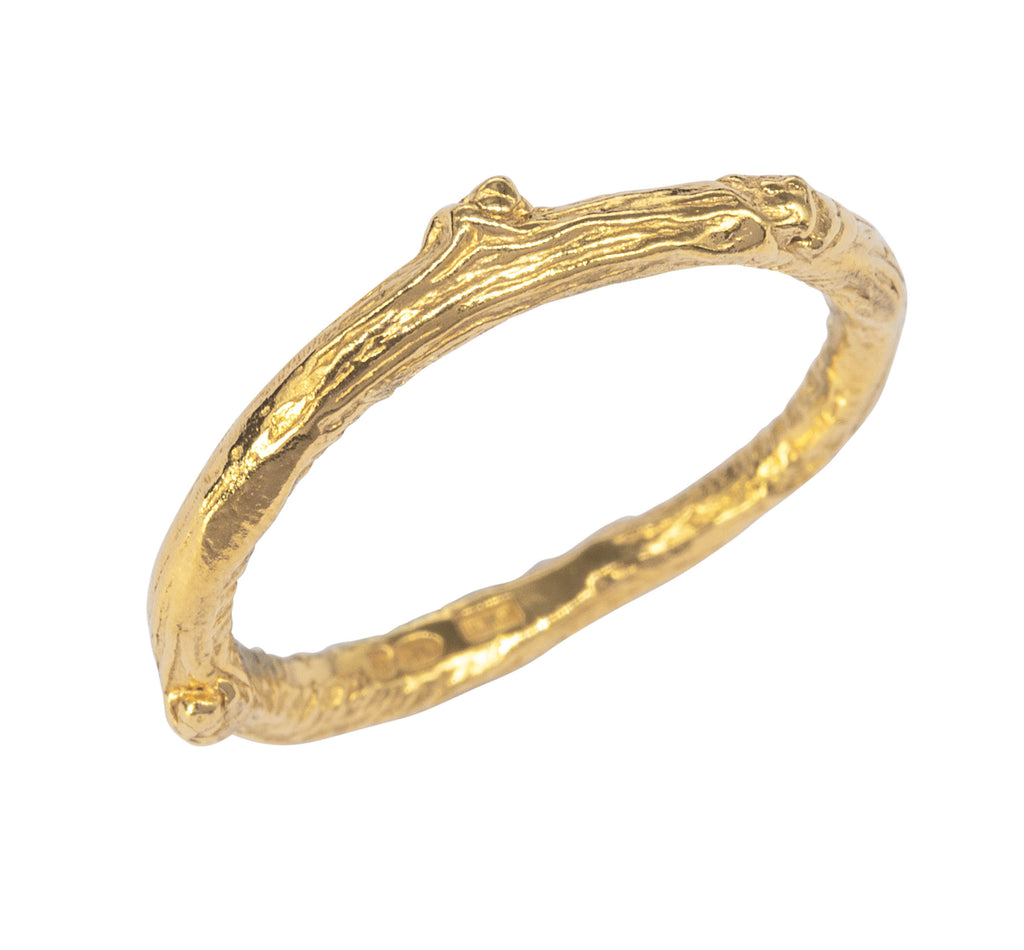 Twig stacking ring with gold-plate